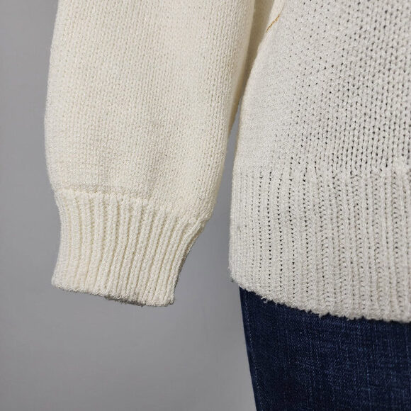 Vintage Cream & Brown Floral Knit Sweater Size L - Picture 3 of 6